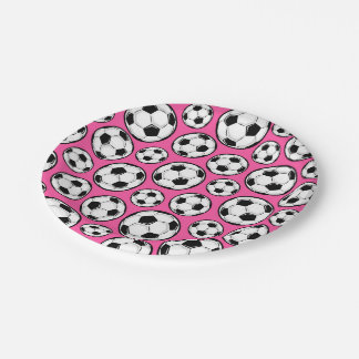 Assiettes En Carton Le football rose