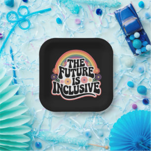 Assiettes En Carton Le futur est drapeau arc-en-ciel LGBTQ inclusif ga