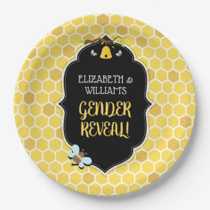 Assiettes En Carton Le genre d'abeille indiquent le baby shower
