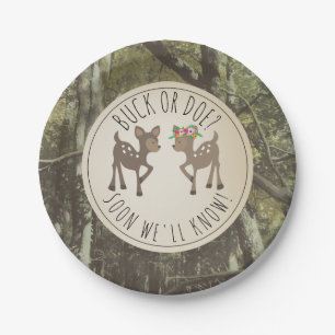 Assiettes En Carton Le genre de bébé de Camo de mâle ou de daine