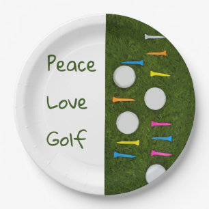 Assiettes En Carton Le golf et la paix aiment les oiseaux avec le golf