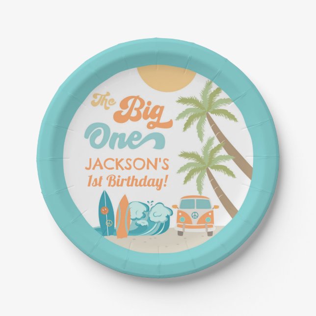 Assiettes En Carton Le grand Surf d'Anniversaire (Devant)
