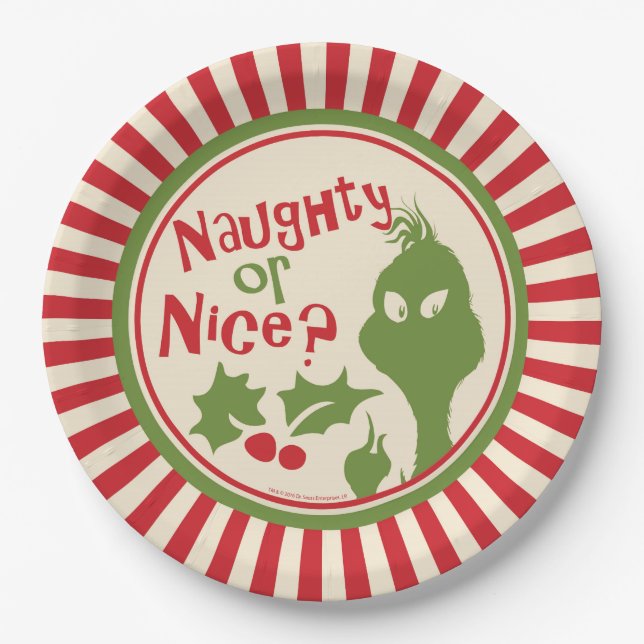 Assiettes En Carton Le Grinch | Méchant ou gentil (Devant)