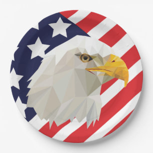 Assiettes En Carton Le ı 4 juillet d'aigle et de drapeau Party les