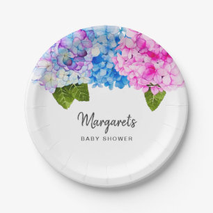 Assiettes En Carton Le joli hortensia d'aquarelle fleurit le baby