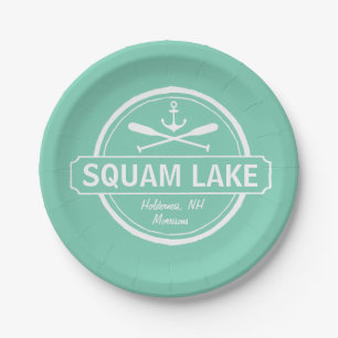 Assiettes En Carton Le lac NH Squam a personnalisé la ville, le nom e
