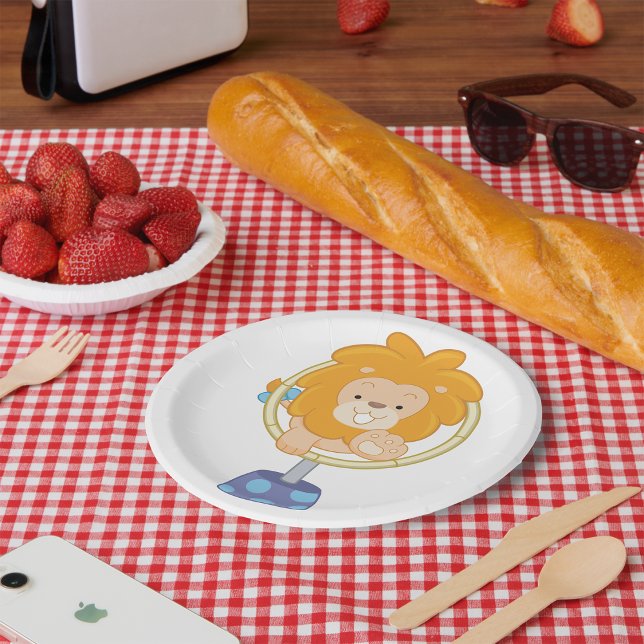 Assiettes En Carton Le Lion De Cirque Qui Saute À Travers Un Cerceau (Créateur téléchargé)