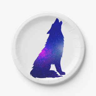 Assiettes En Carton Le loup spatial hurle - Choisir la couleur arrièr