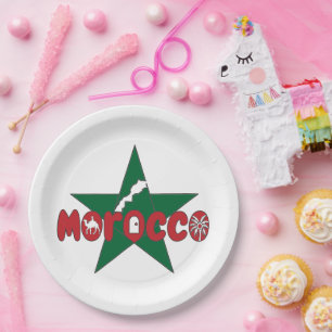 Assiettes En Carton Le Maroc est un mot-symbole des portes, des dunes