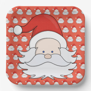 Assiettes En Carton Le mignon Père Noël