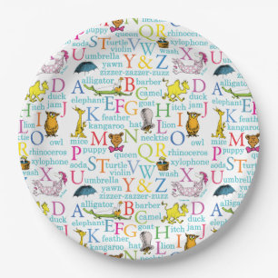 Assiettes En Carton Le Motif ABC du Dr Seuss avec des mots