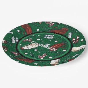 Assiettes En Carton Le Motif de golf Time Green