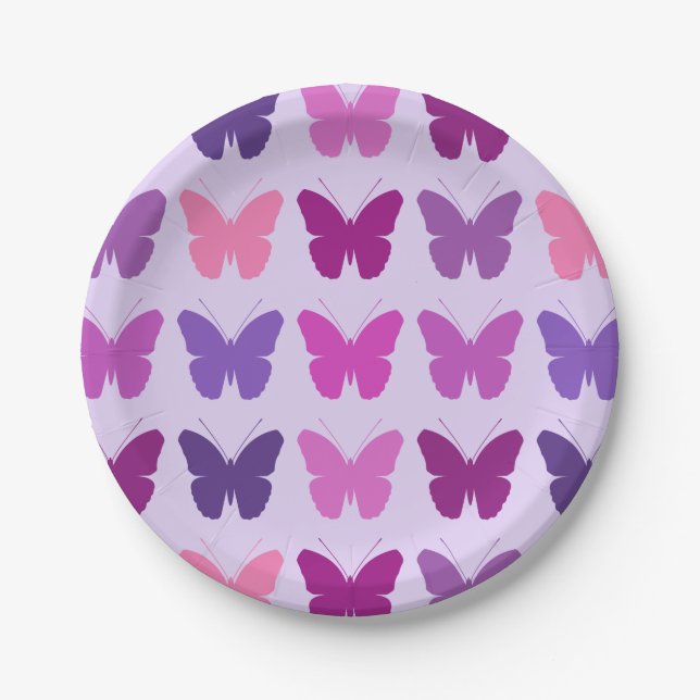 Assiettes En Carton Le motif de papillon dentelle des mauves de (Devant)