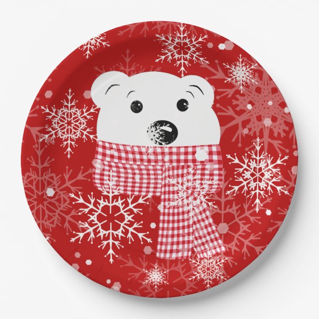 Assiettes En Carton Le museau d'un ours polaire, Noël (Devant)