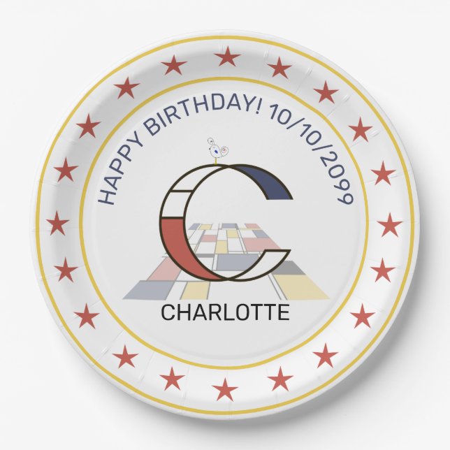 Assiettes En Carton Le néoplasticisme est un monogramme élégant. Lettr (Devant)