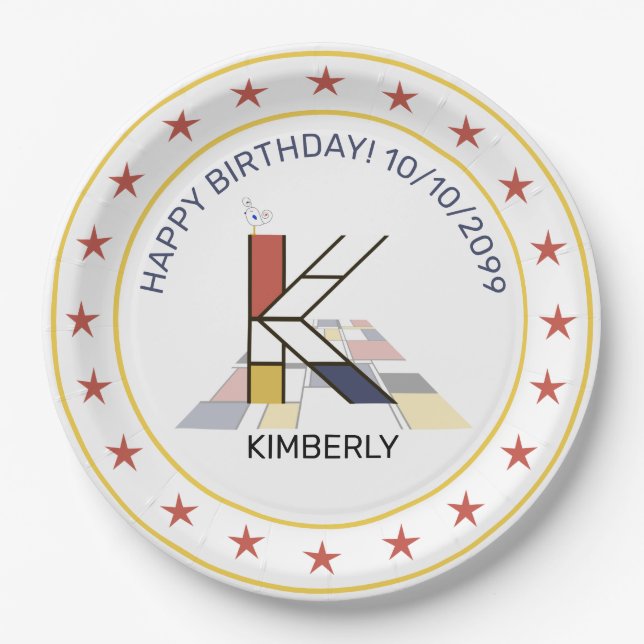 Assiettes En Carton Le néoplasticisme est un monogramme élégant. Lettr (Devant)