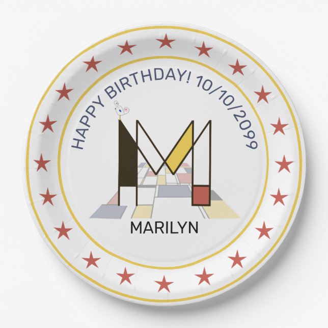 Assiettes En Carton Le néoplasticisme est un monogramme élégant. Lettr (Devant)