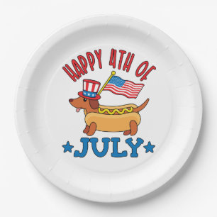 Assiettes En Carton Le Patriotique Dachshund Wiener Chien 4 juillet
