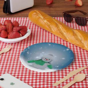 Assiettes En Carton Le personnage de bonhomme de neige de Noël adorabl