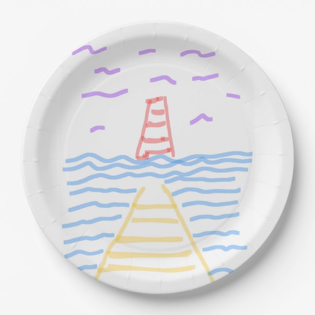 Assiettes En Carton Le phare et la jetée (Devant)