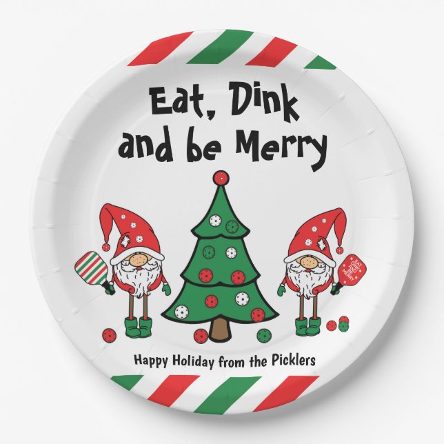 Assiettes En Carton Le pickball de Noël  (Devant)