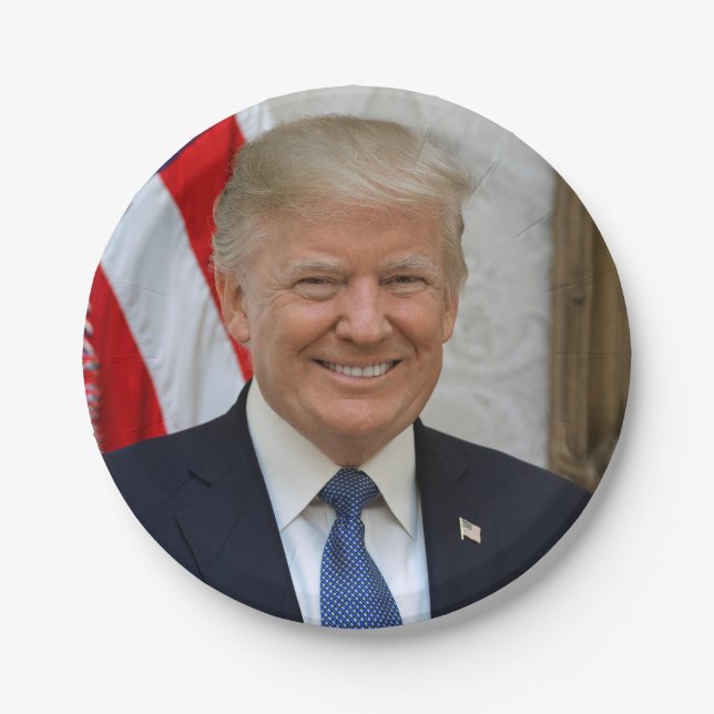 Assiettes En Carton Le portrait présidentiel de Donald Trump (Devant)