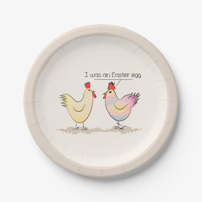 Assiettes En Carton Le poulet drôle était un oeuf de Pâques ronde (Devant)