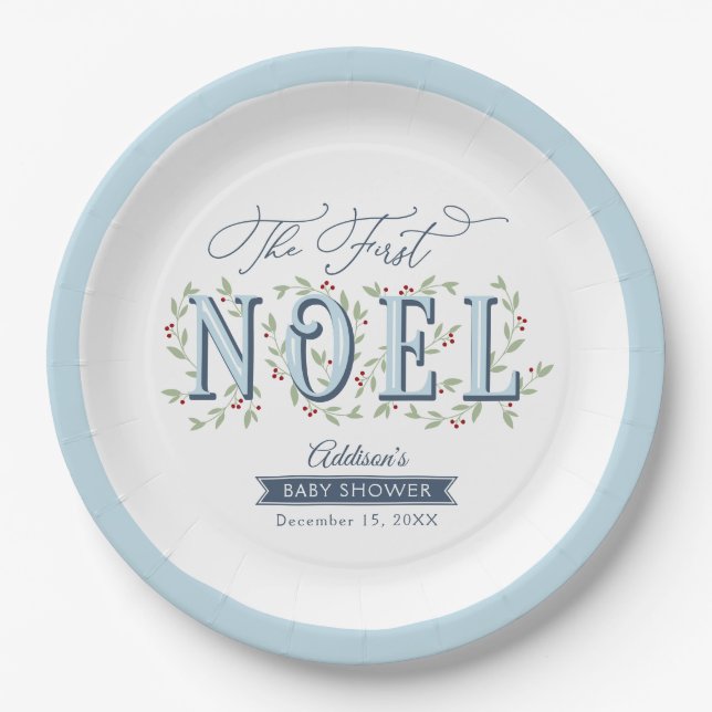 Assiettes En Carton Le premier Baby shower de Noël Noel (Devant)
