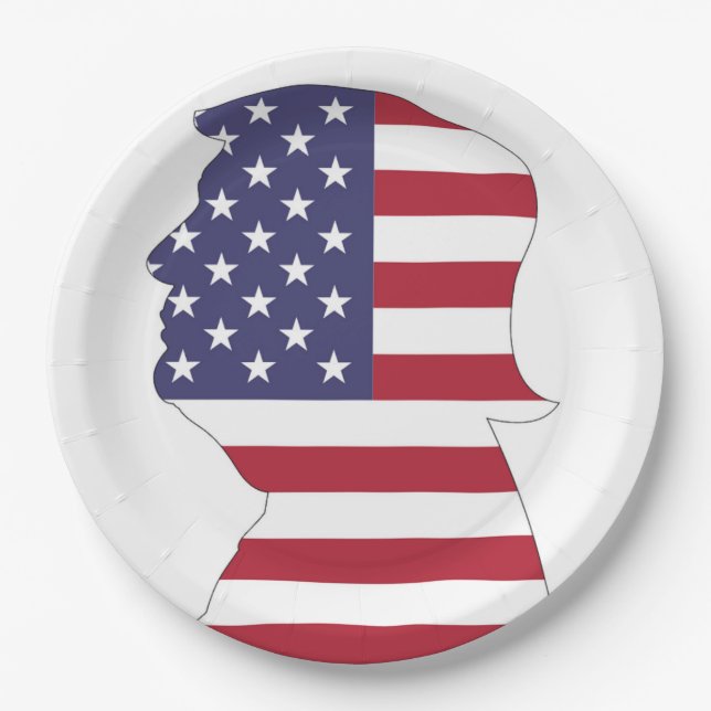 ASSIETTES EN CARTON LE PRÉSIDENT DONALD TRUMP AMERICAN FLAG (Devant)