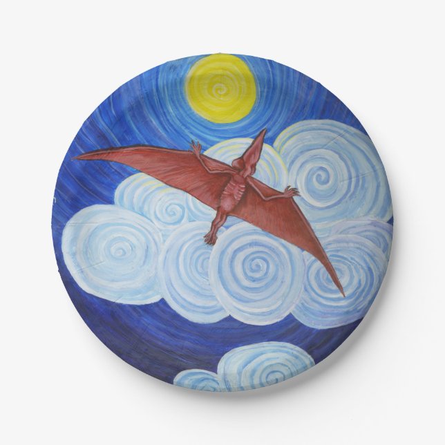 Assiettes En Carton Le ptérodactyle prend à vol les plaques à papier (Devant)