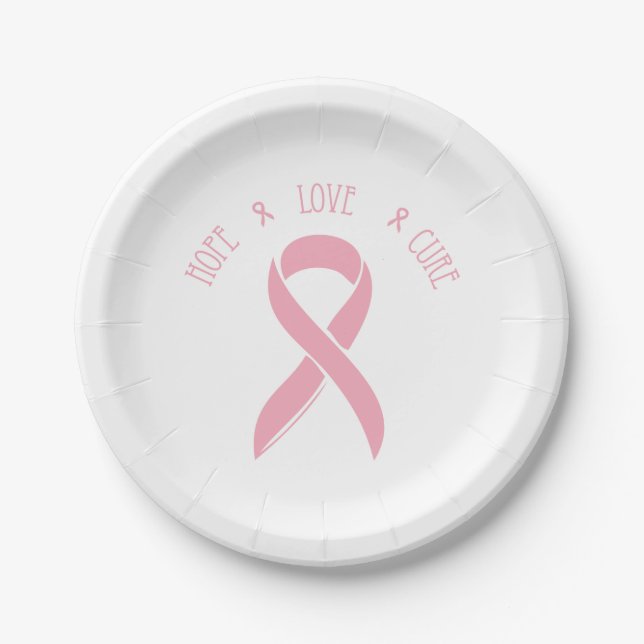 Assiettes En Carton Le Ruban de l'espoir du cancer du sein (Devant)