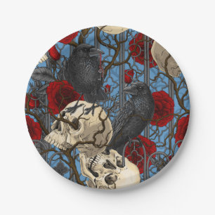 Assiettes En Carton Le secret de Raven. Illustration gothique sombre e