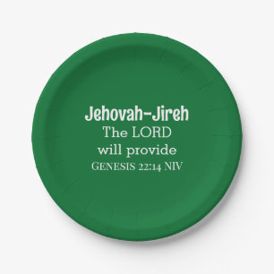 Assiettes En Carton Le Seigneur Fournira La Bible Verse Vert Foncé