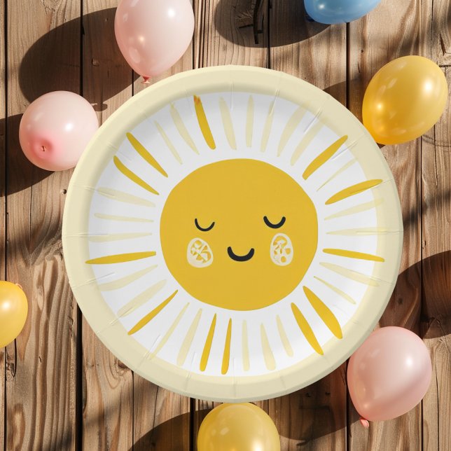 Assiettes En Carton Le soleil tourne à une fête d'anniversaire (Créateur téléchargé)