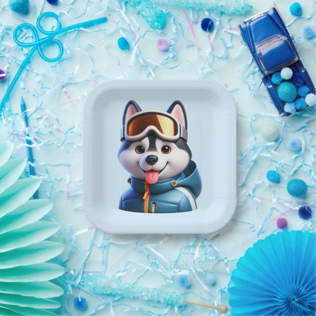 Assiettes En Carton Le Super Husky Aventurier (Fête)