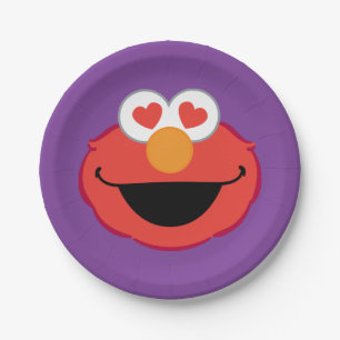 Assiettes En Carton Le visage souriant d'Elmo avec les yeux en forme d