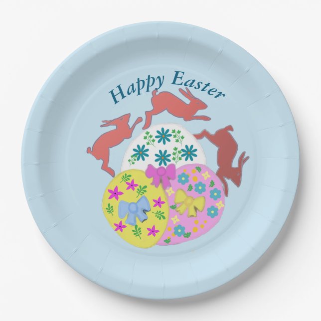 Assiettes En Carton Leaping Hares Easter (Devant)