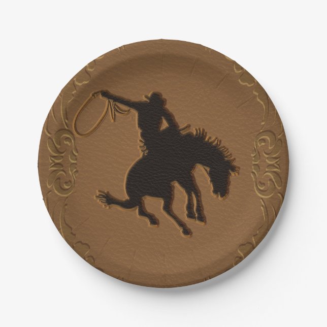 Assiettes En Carton Leather Western Wild West Cowboy fête d'anniversai (Devant)