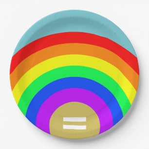 Assiettes En Carton L'égalité est l'or sous l'arc-en-ciel