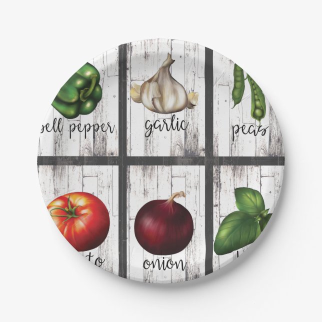 Assiettes En Carton Légumes et herbes Rustique Moderne Cuisine Art ali (Devant)