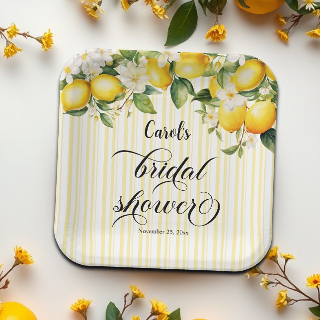 Assiettes En Carton Lemon Branch Méditerranéen Shower de Mariage Estiv (Créateur téléchargé)