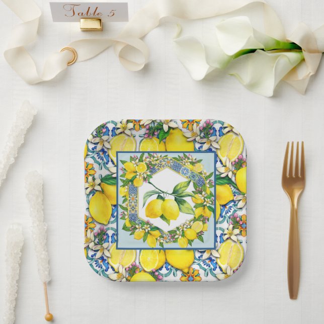 Assiettes En Carton Lemon Fresh (Mariage)