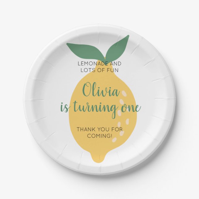 Assiettes En Carton Lemonade et transformation Un citron 1er anniversa (Devant)