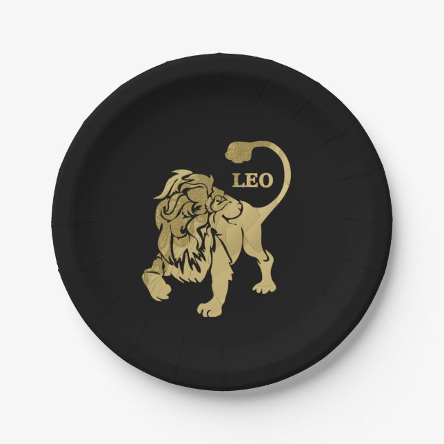Assiettes En Carton Leo Lion Zodiac Noir (Devant)
