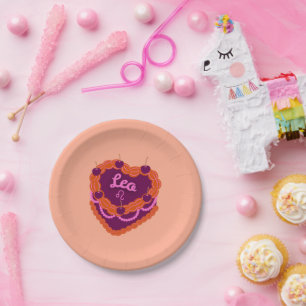 Assiettes En Carton Leo Zodiac Pastel Coeur gâteau d'anniversaire