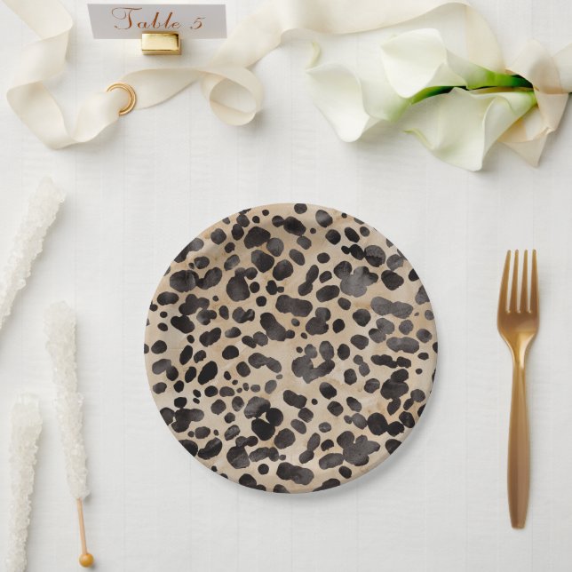 Assiettes En Carton Leopard Animal Print Moderne Réception de Mariage  (Mariage)