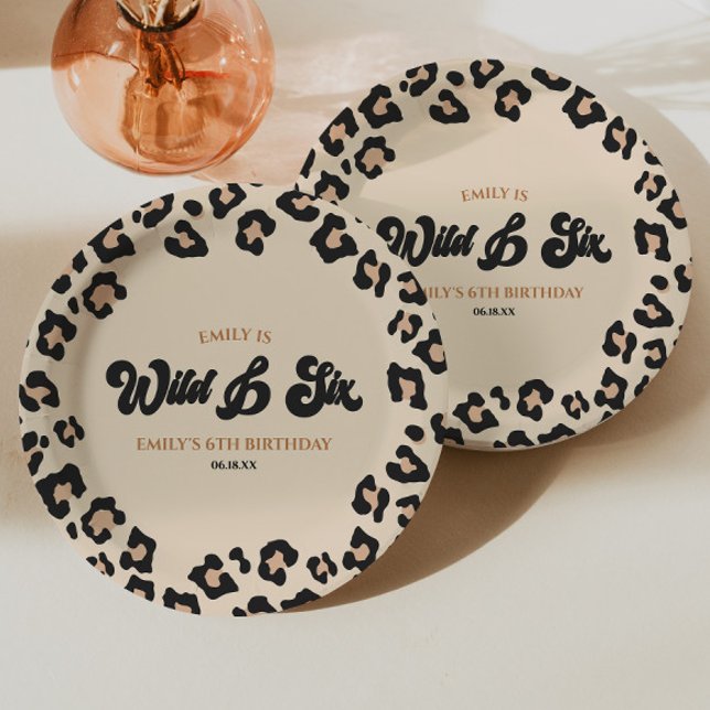 Assiettes En Carton Leopard Cheetah Wild et Six Anniversaire (Créateur téléchargé)