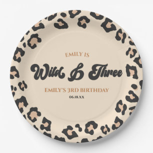 Assiettes En Carton Leopard Cheetah Wild & Three 3e fête d'anniversair