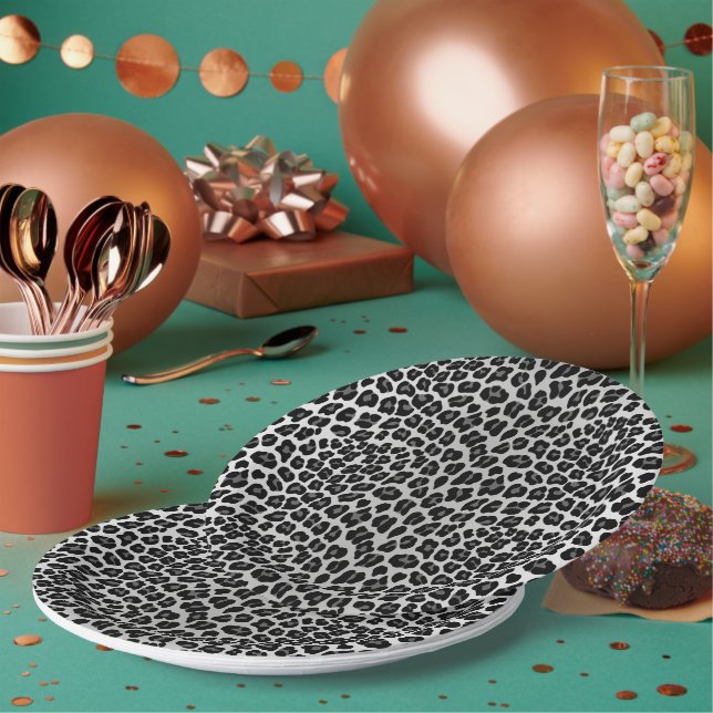 Assiettes En Carton léopard des neiges (Multi)