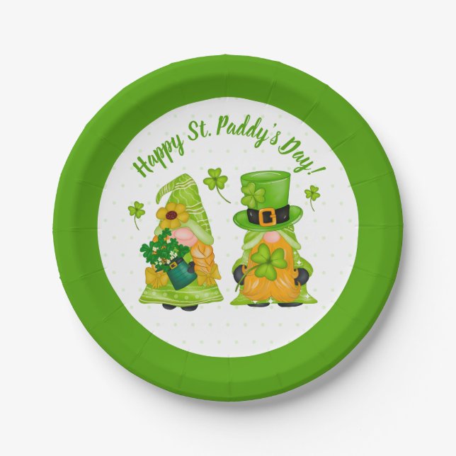 Assiettes En Carton Leprechaun Gnome Shamrock Bonne St. Paddy's Day (Devant)